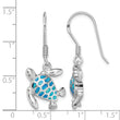 Sterling Silver Rhodium-plated Blue Created Opal Turtle Earrings - Birthstone Company