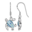 Sterling Silver Rhodium-plated Blue Created Opal Turtle Earrings - Birthstone Company
