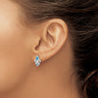 Sterling Silver Rhodium-plated Polished & Beaded Blue Created Opal Fleur De Lis Post Earrings - Birthstone Company