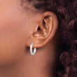 Sterling Silver Rhodium-plated Created Opal Inlay Round Hoop Earrings - Birthstone Company