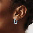 Sterling Silver Rhodium-plated Blue Cr. Opal In/Out Round Hoop Earrings - Birthstone Company