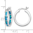 Sterling Silver Rhodium-plated Blue Cr. Opal In/Out Round Hoop Earrings - Birthstone Company