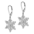 Sterling Silver Rhodium Diam. Snowflake Leverback Earrings - Birthstone Company