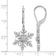 Sterling Silver Rhodium Diam. Snowflake Leverback Earrings - Birthstone Company