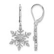 Sterling Silver Rhodium Diam. Snowflake Leverback Earrings - Birthstone Company