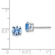 Sterling Silver Rhod-pltd Light Blue Crystal Birthstone Earrings