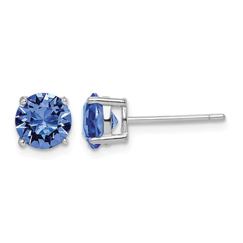 Sterling Silver Rhodium-Plated Blue Swarovski Crystal Birthstone Earrings - Birthstone Company