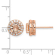 Sterling Silver Rose-tone Round Peach CZ Halo Post Earrings - Birthstone Company