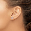 Sterling Silver Rose-plated  Post CZ and Crystal Pink Heart Earrings