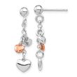 Sterling Silver RH-plated Rose gold-plated Heart Dangle Earrings