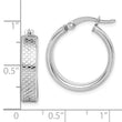 Sterling Silver Rhodium-plated Textured 5x20mm Hoop Earrings