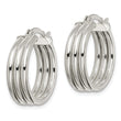 Sterling Silver Polished Grooved 6.5x20mm Hoop Earrings