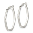 Sterling Silver Polished Square Tube Hexagon Hoop Earrings