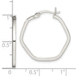 Sterling Silver Polished Square Tube Hexagon Hoop Earrings