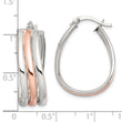 Sterling Silver Rose-tone Polished Wavy Hoop Earrings