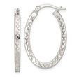 Sterling Silver Diamond-cut 2.5mm Oval Hoop Earrings