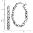 Sterling Silver Rhodium-plated 2.5mm Twisted Oval Hoop Earrings