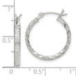 Sterling Silver Textured & Diamond-cut 2.25mm Round Hoop Earrings