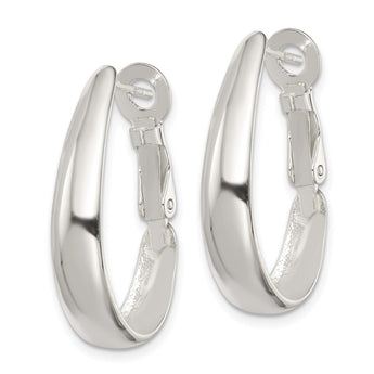 Sterling Silver Polished Omega Back Hoop Earrings