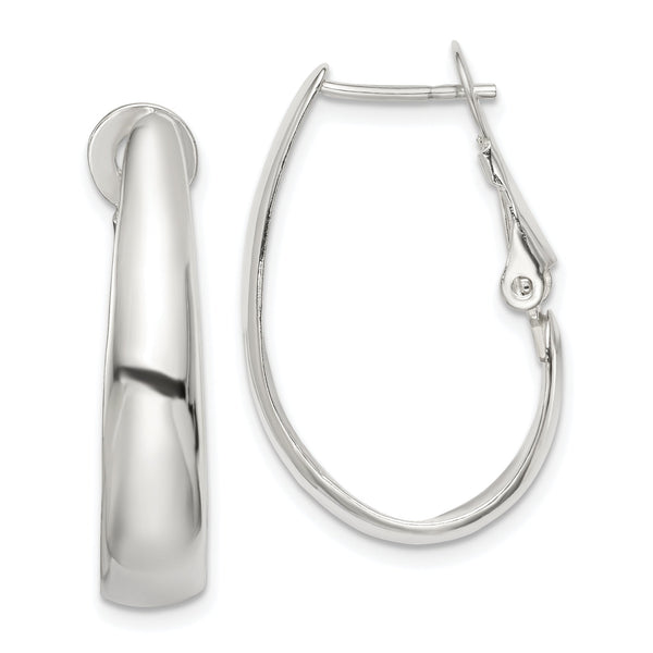 Sterling Silver Polished Omega Back Hoop Earrings