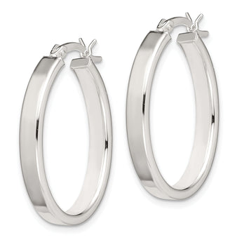 Sterling Silver Polished 4mm Oval Hoop Earrings