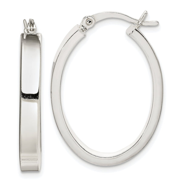 Sterling Silver Polished 4mm Oval Hoop Earrings