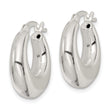 Sterling Silver Polished & Tapered Round Hoop Earrings