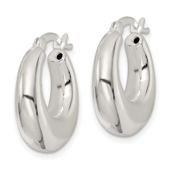 Sterling Silver Polished & Tapered Round Hoop Earrings