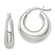 Sterling Silver Polished & Tapered Round Hoop Earrings
