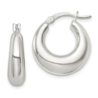 Sterling Silver Polished & Tapered Round Hoop Earrings