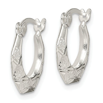 Sterling Silver Diamond Cut & Textured Hoop Earrings