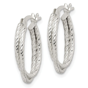 Sterling Silver Twisted and Textured Hoop Earrings