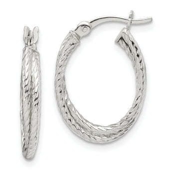 Sterling Silver Twisted and Textured Hoop Earrings