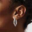 Sterling Silver Rhodium-plated Twisted and Beaded Hoop Earrings
