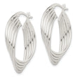 Sterling Silver Polished Twisted Multi-tube Round Hoop Earrings