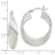 Sterling Silver Polished Twisted Multi-tube Round Hoop Earrings