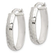 Sterling Silver Polished & Textured 5mm Oval Hoop Earrings