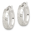 Sterling Silver Polished & Textured 5mm Round Hoop Earrings