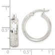 Sterling Silver Polished & Textured 5mm Round Hoop Earrings