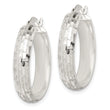 Sterling Silver Polished & Textured 5mm Round Hoop Earrings