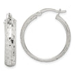 Sterling Silver Polished & Textured 5mm Round Hoop Earrings