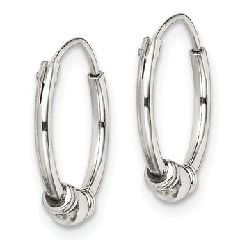 Sterling Silver Antiqued Beaded Endless Hoop Earrings