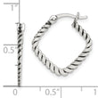 Sterling Silver Antiqued Textured Square Hoop Earrings