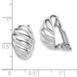 Sterling Silver RH-plated Polished Non-Pierced Scalloped Oval Earrings