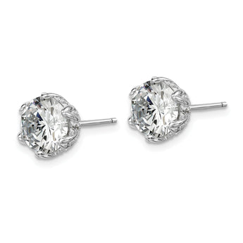 Sterling Silver Rhodium-plated CZ Stud Earrings