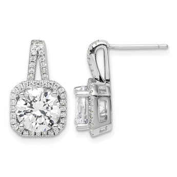 Sterling Silver Rhodium-plated CZ Halo Post Earrings - Birthstone Company