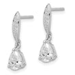 Sterling Silver Rhodium-plated Polished Pear CZ Post Dangle Earrings - Birthstone Company