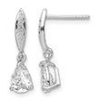 Sterling Silver Rhodium-plated Polished Pear CZ Post Dangle Earrings - Birthstone Company