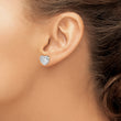 Sterling Silver Rhodium-plated Polished and D/C Heart Post Earrings