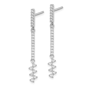 Sterling Silver Rhodium Plated CZ Dangle Earrings - Birthstone Company